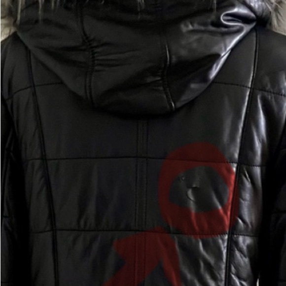 black rivet leather jacket on a warm lining size L org $599 with defect - Picture 16 of 16